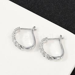 Серьги-кольца из латуни с прозрачным фианитом&nbsp;EJEW-Q016-15P