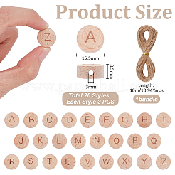 78 шт. 26 вида буковых бусин&nbsp;WOOD-UN0001-23