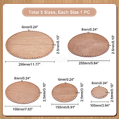 木製かぎ針編みバスケットボトムスセット  フラットラウンド  シエナ  10~29.9x0.25cm  穴：6mm  5個/セット&nbsp;DIY-WH0019-97