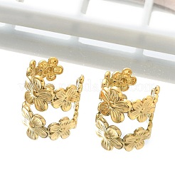 Ionenbeschichtung (IP) 304 Edelstahl Blumen Manschette Ohrringe für Frauen&nbsp;X-EJEW-A118-03G