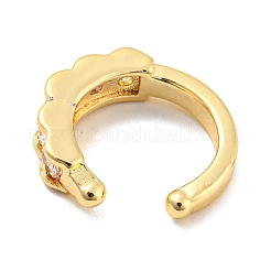 Серьги-каффы из настоящей позолоченной латуни 14 карат с фианитами&nbsp;LS-EJEW-M232-01F-G