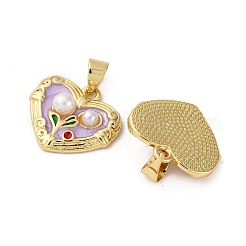 Подвески из латуни с цветочной эмалью KK-D390-17G-04