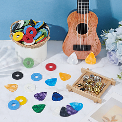 ギターアクセサリーキット  鉄釘とネジを含む  PPEギターワッシャーとプラスチックギターピック  ミックスカラー  30x25.5x0.4mm&nbsp;DIY-OC0015-20