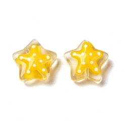 ガラスビーズ  水玉模様で  スター  きいろ  12~12.5x12.5~13x6~6.5mm  穴：0.9~1mm&nbsp;LAMP-M011-05A