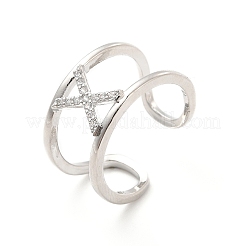 Кольцо-манжета с открытой буквой из прозрачного кубического циркония RJEW-A012-01P-X