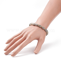 Bracciale elasticizzato con perline a colonna in labradorite naturale&nbsp;BJEW-JB08596-01