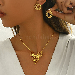 Элегантные латунные круглые серьги-гвоздики и ожерелья с подвесками для женщин BQ9516-1