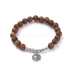 12 набор плоских круглых браслетов из сплава в тибетском стиле со знаком созвездия / зодиака BJEW-JB05168