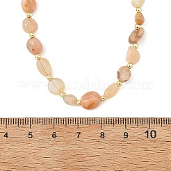 Colliers de perles rondes en acier inoxydable 304 et en pierre de soleil naturelle&nbsp;NJEW-JN06694