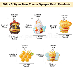 20 Stück 5 Stile Bienen-Thema undurchsichtige Harzanhänger&nbsp;RESI-CJ0003-81