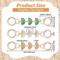 3 шт. 3-цветный веер с цветочным сплавом и эмалированными звеньями для удлинителей ремешка для кошелька&nbsp;FIND-WR0009-38