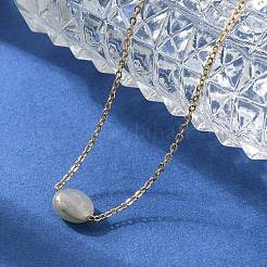 Браслеты из натурального нефрита из нержавеющей стали 304&nbsp;BJEW-A036-16G