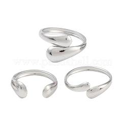 変色しない304ステンレススチール製ティアドロップオープンカフリング女性用  ステンレス鋼色  内径：18~19.5mm  3個/セット&nbsp;RJEW-C095-06P