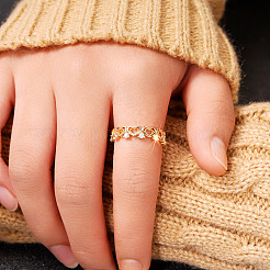 Женские кольца на палец из латуни с микропаве и кубическим цирконием&nbsp;FS-WG3926C-07