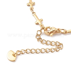 304ステンレススチールクロスリンクブレスレット  カニカン付き  ゴールドカラー  7-3/8インチ（18.7cm）&nbsp;BJEW-JB06062