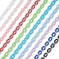 10 Stück 10-farbige ovale Acryl-Gliederkette&nbsp;HJEW-TAC0177