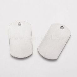 変色しにくい201ステンレススチールペンダント  長方形  空白タグのスタンプ  ステンレス鋼色  35x19.5x1mm  穴：3mm&nbsp;STAS-G123-01P-AAA