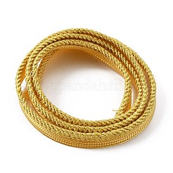 細線細工ポリエステルリボン  ホームテキスタイル装飾用の配管ストリップ  きいろ  3/8インチ（10mm）&nbsp;OCOR-WH0074-33A