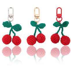 6 шт. 3 цвета вишневой шерсти вязаные подвески украшения HJEW-CP0001-20