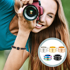 30 шт. 5-х цветные рифленые бусины из нержавеющей стали 304 STAS-UN0055-34