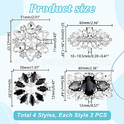 8 шт. 4 стиля латунных украшений для обуви со стразами AJEW-GA0006-98