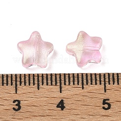 電気メッキガラスビーズ  グリッターパウダー付き  スター  パールピンク  8.5x8.5x4mm  穴：1mm&nbsp;EGLA-E059-G03