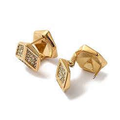 女性用ステンレススチールとラインストーンのフープピアス  六角  18KGP本金メッキ  クリスタル  14x17mm&nbsp;EJEW-C110-17G-01