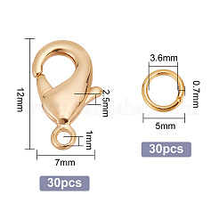 30 шт. латунный карабин с 30 шт. открытых соединительных колец KK-GO0001-16