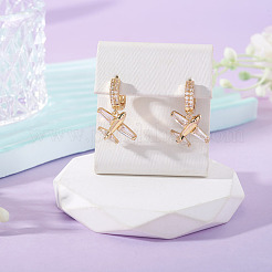 1 пара серег-колец в форме самолета из латуни с прозрачным кубическим цирконием&nbsp;EJEW-TA0008-60