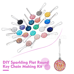 Kit fai da te per realizzare portachiavi piatti e rotondi scintillanti&nbsp;DIY-BC0004-70