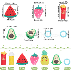 18 шт. силиконовый стопор для спиц в виде фруктовых чипсов и мороженого в мультяшном стиле AJEW-SC0002-33