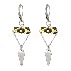 Серьги-гвоздики с застежкой-молнией из латунного стекла с треугольным глазом EJEW-MZ00452-04