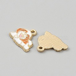 亜鉛合金エナメルペンダント  動物チャーム  ゴールドカラー  犬  13x16x1.5mm  穴：1.4mm&nbsp;FIND-CJC0437-026G-04
