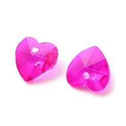 ロマンチックなバレンタインデーアイデアガラスチャーム  ファセット付き心臓ペンダント  マゼンタ  14x14x8mm  穴：1mm&nbsp;X-G030V14mm-37