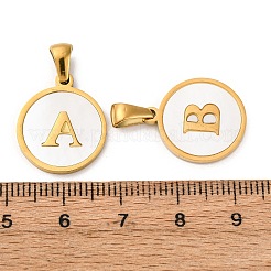 Плоская круглая подвеска из натуральной ракушки с заглавными буквами STAS-I353-01G