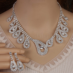 Комплекты из латунных подвесок-стразов в форме капли и серег-гвоздиков для женщин&nbsp;WGD620E-02