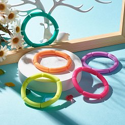 Карамельный цвет массивные акриловые изогнутые бусины в форме трубки растягивающиеся браслеты для женщин BJEW-JB07312