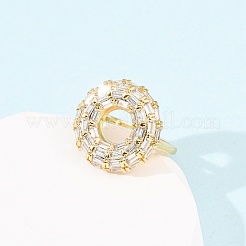 Регулируемые латунные кольца-манжеты с микропаве из кубического циркония для женщин&nbsp;RJEW-B139-05G