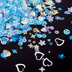 プラスチックスパンコールビーズ 100g  縫製工芸品の装飾  ライトブルー  6x6mm&nbsp;PVC-TA0001-04B