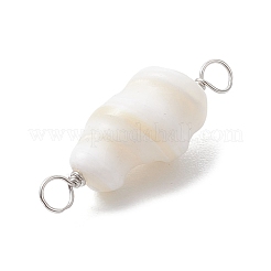 天然の巻貝コネクタチャーム  銅線と  シェル形状リンク  プラチナ  19~27x8~10x8~10mm  穴：3mm&nbsp;PALLOY-JF02812-01