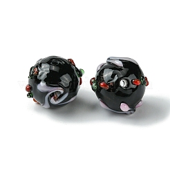 Ручной работы ухабистым Шарики Lampwork FOIL-B001-08