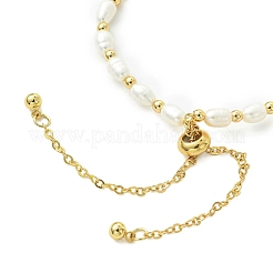 Verstellbare Armbänder mit Schiebeverschluss aus natürlichen Süßwasserzuchtperlen und Messingperlen für Damen&nbsp;BJEW-JB13607
