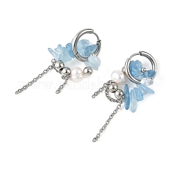 Ohrhänger mit natürlichen Aquamarin-Splittern&nbsp;EJEW-TA00817-03