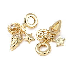 Anhänger aus ozeanmessingfarbenem Mikropavé mit klaren Zirkonia im europäischen Stil&nbsp;KK-H278-03G-08