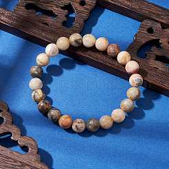 Runde Stretch-Armbänder aus natürlichen Crazy-Achat-Perlen für Frauen&nbsp;BJEW-JB11045-01