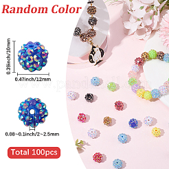 100 шт. бусины из смолы со стразами&nbsp;RESI-SC0006-51