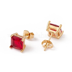 6 paire de petites boucles d'oreilles carrées en zircone cubique&nbsp;EJEW-G291-01C-M