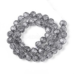 透明クラックルガラスビーズ連売り  ラウンド  多面カット  グレー  9.5~10mm  穴：1.2~1.4mm  約43個/連  14.96~15.16インチ（38~38.5cm）&nbsp;GLAA-N053-10mm-02