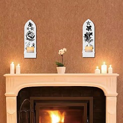 Настенный деревянный подсвечник в стиле бохо&nbsp;AJEW-WH0378-004