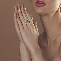 8 шт. 8 стиля стразы теннисные цепочки растягивающиеся кольца набор для женщин RJEW-FI0001-02